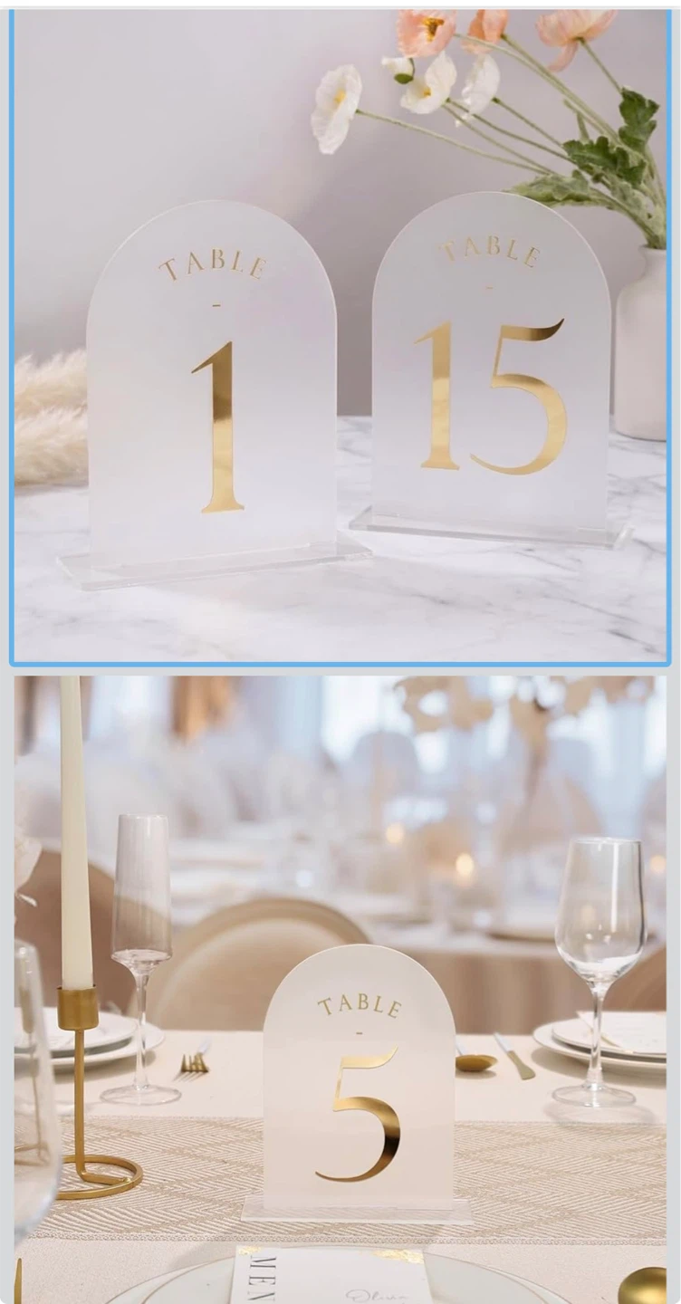 Arch Table Numbers (1-20) - Gold & White Acrylic