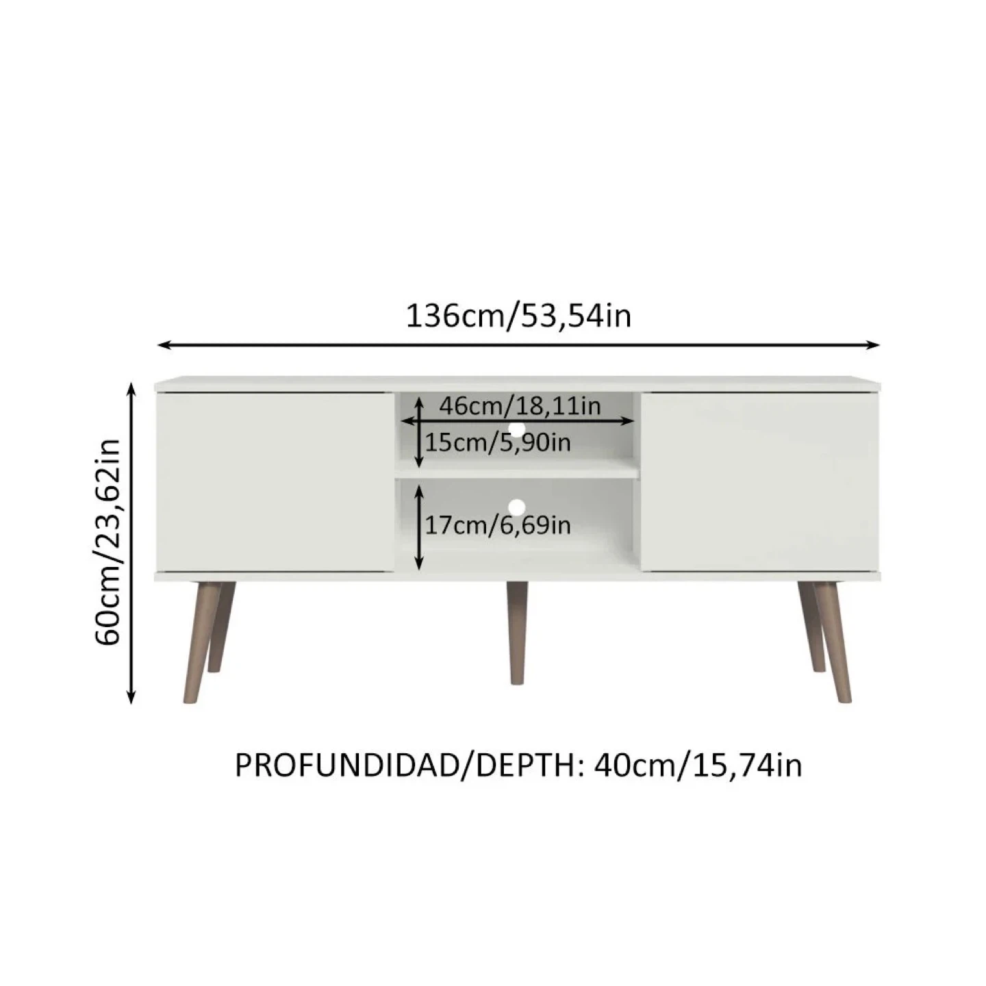 Madesa TV Stand Console with 2 Doors and 2 Shelves with Cable - photo 2