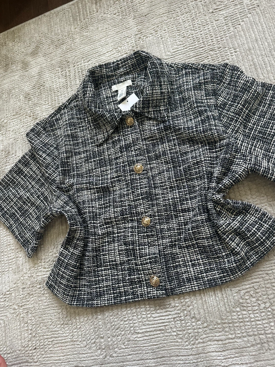 New H&M Tweed Cropped Jacket/Top - Size Medium - photo 2