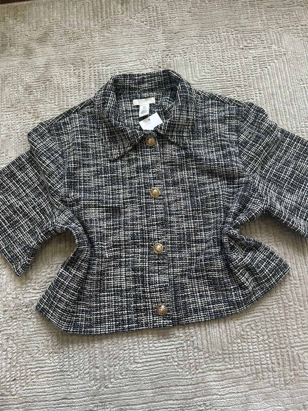 New H&M Tweed Cropped Jacket/Top - Size Medium