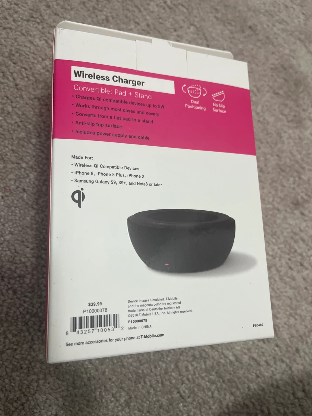 T-Mobile Wireless Charger Convertible Pad Stand