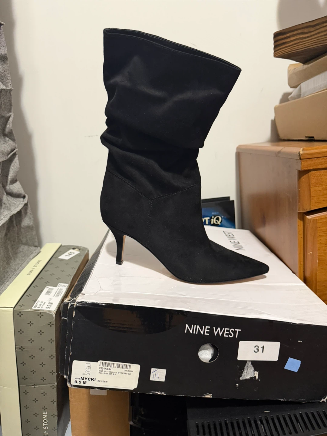 Nine West Women's MYCKI Black Mid Calf Boot