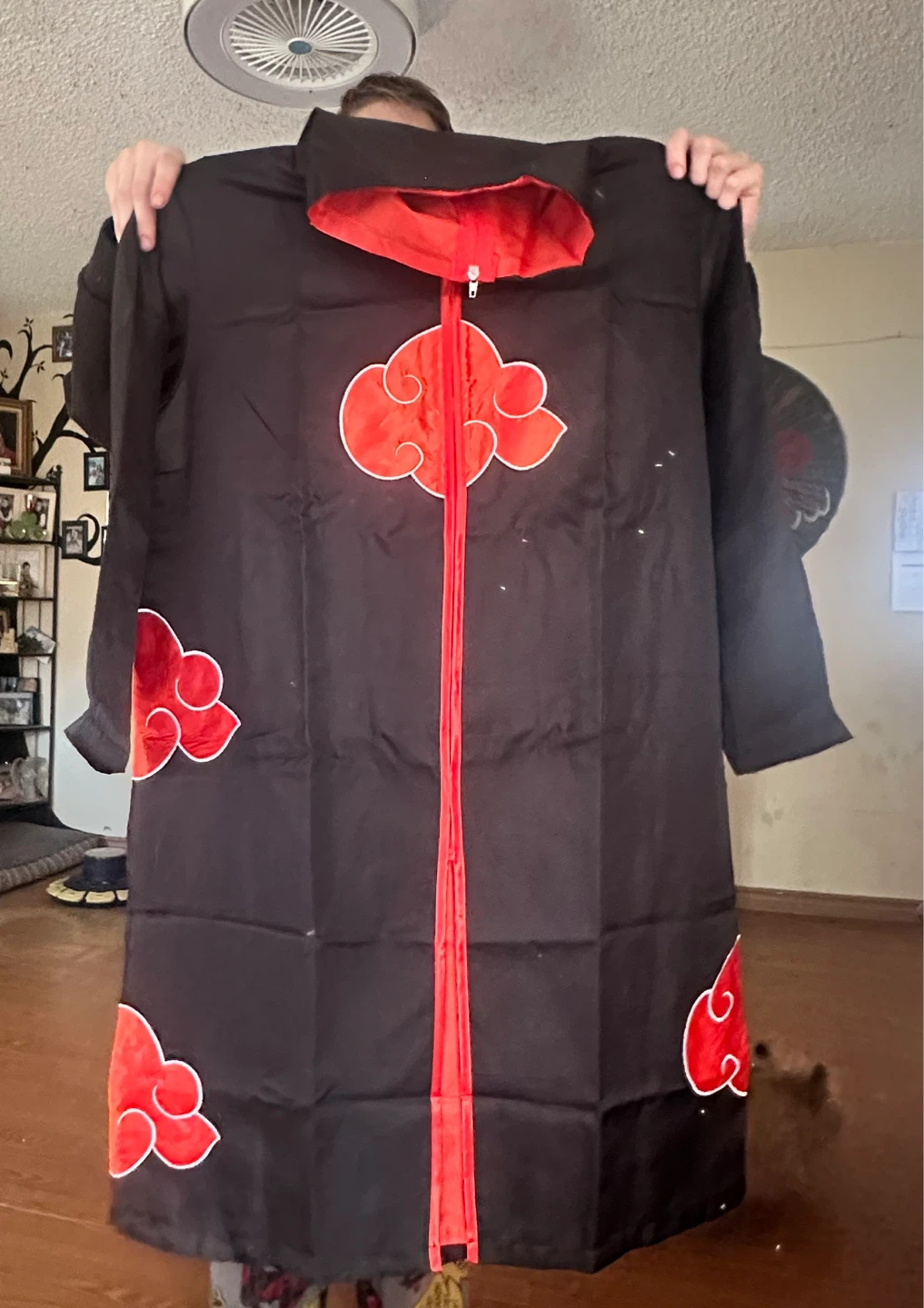Black Anime Robe with Red Clouds