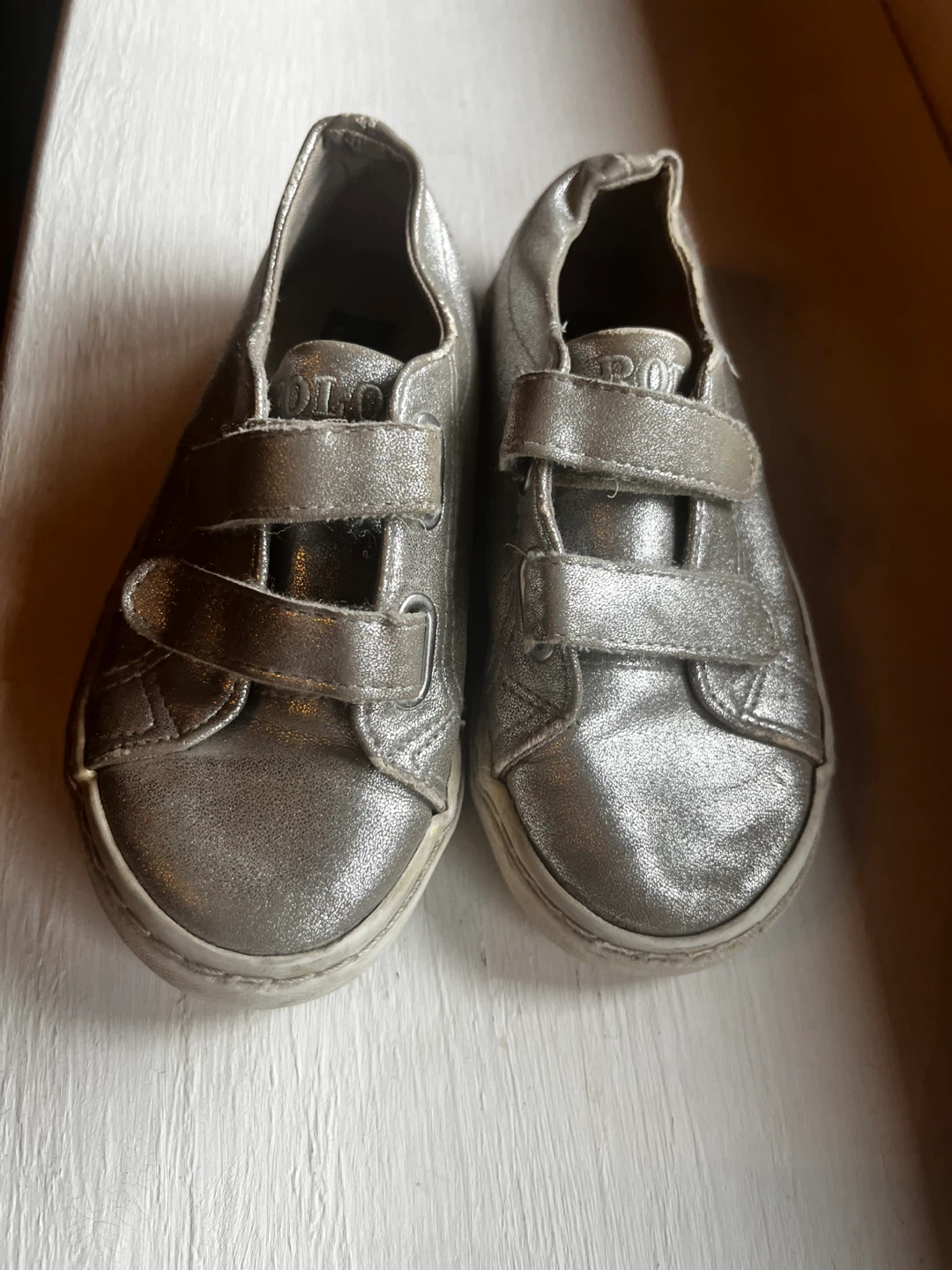 Polo Ralph Lauren Silver Velcro Sneakers size 9