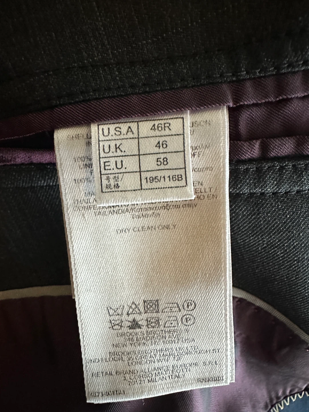 NEW MEN BIG TALL BROOKS BROTHER LONDON BOACK SUIT 46r 39 waist - photo 4