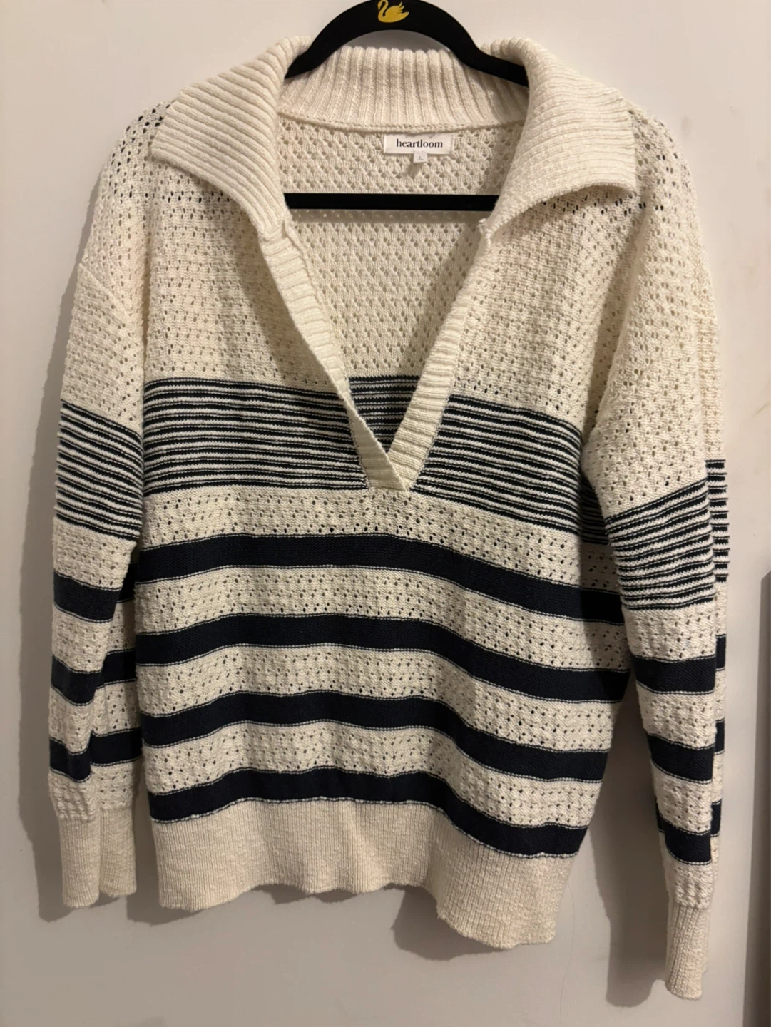 Heartloom Striped Knit Collared Sweater