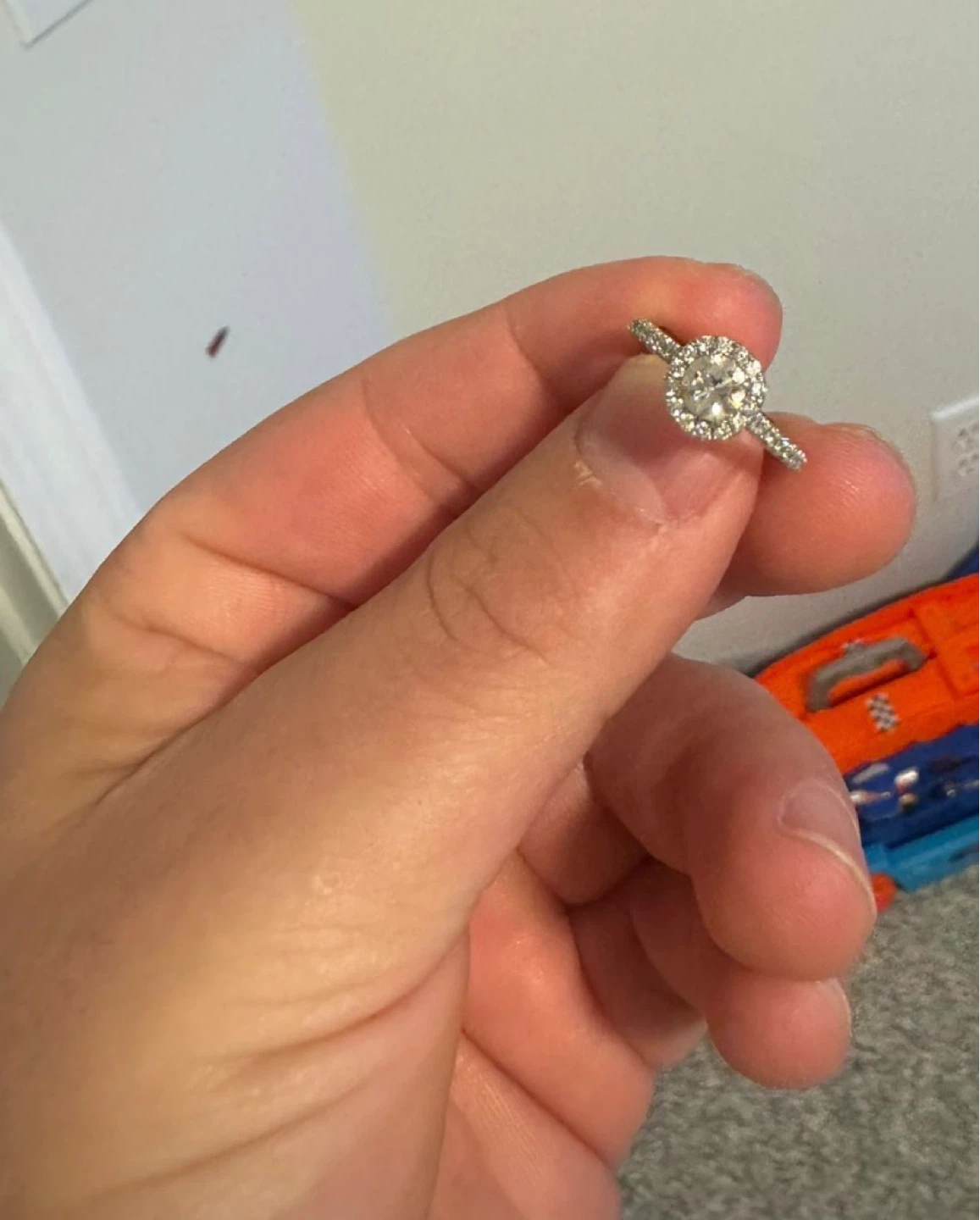 14k Diamond Bridal Halo Ring - photo 4