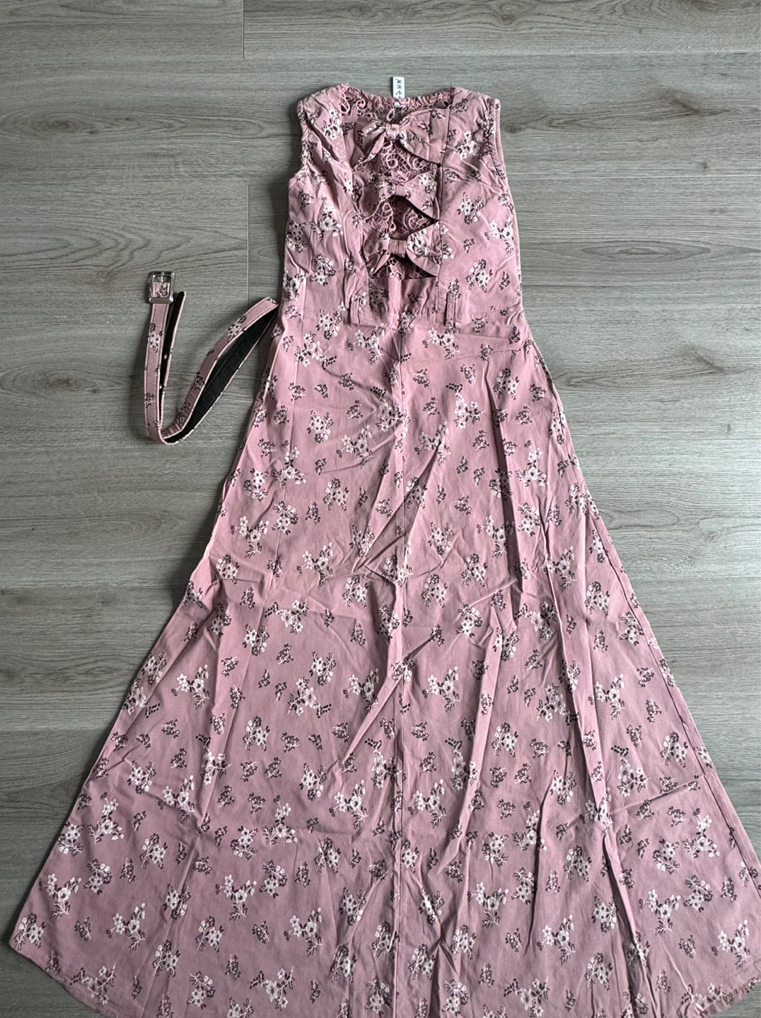 Western Pink Floral Maxi Dress with Belt - photo 2