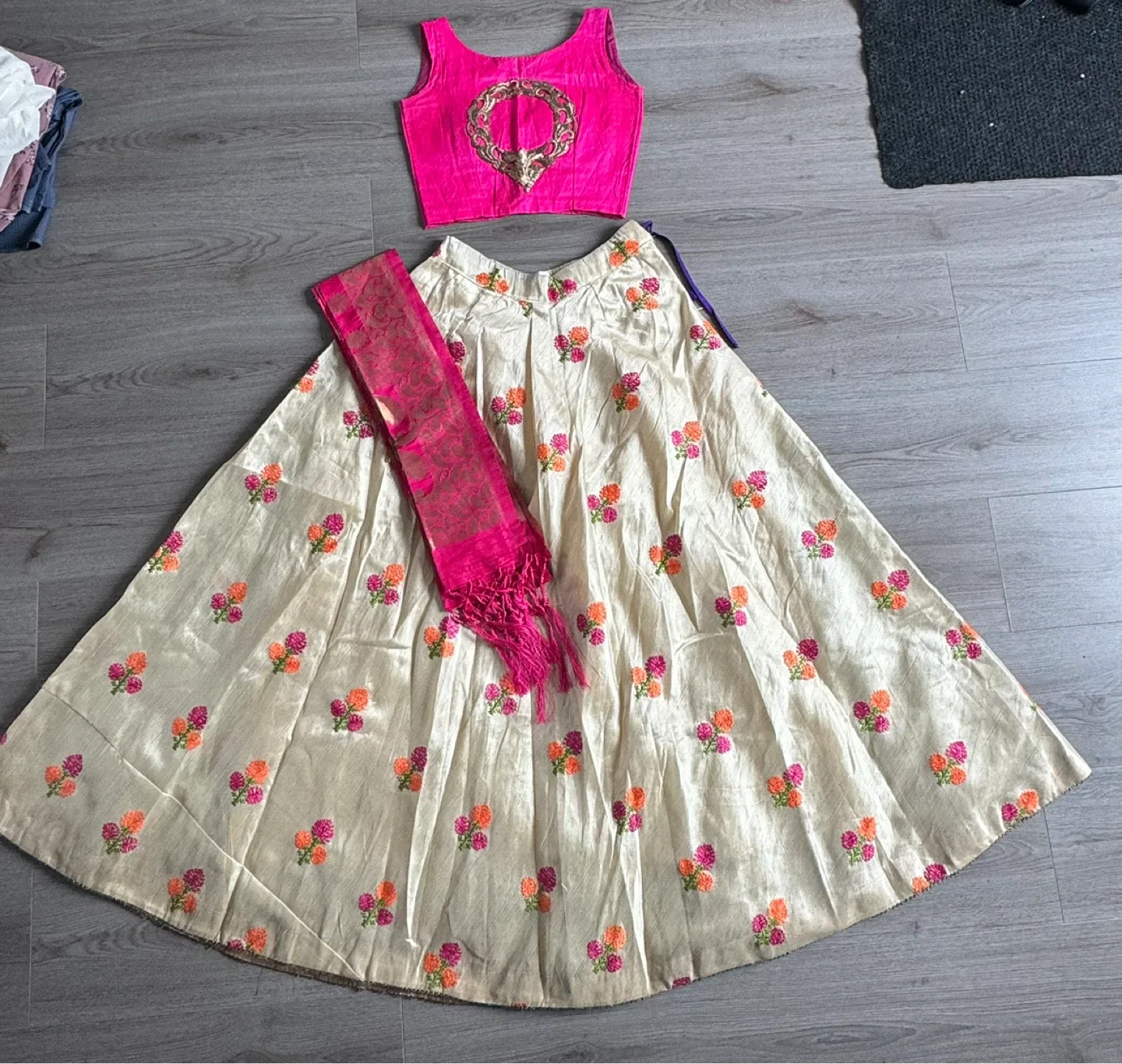 Embroidered Lehenga Choli Set with Scarf