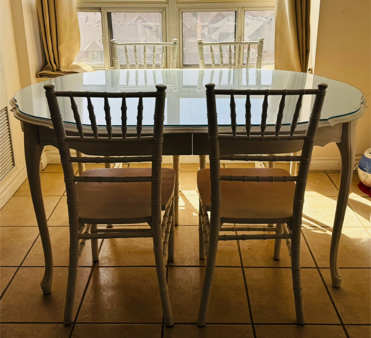 Wooden White Oval Dining Table with 4 Chairs 🌱 - photo 3
