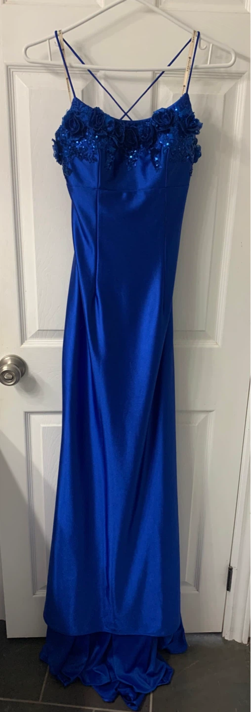 Royal Blue Backless Prom Dress with Straps