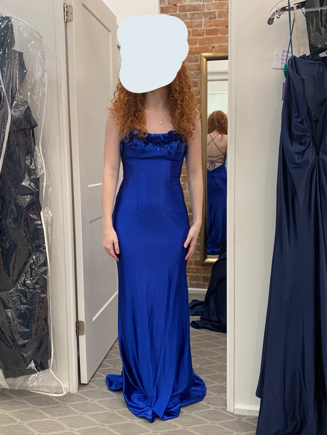 Royal Blue Backless Prom Dress with Straps - photo 3