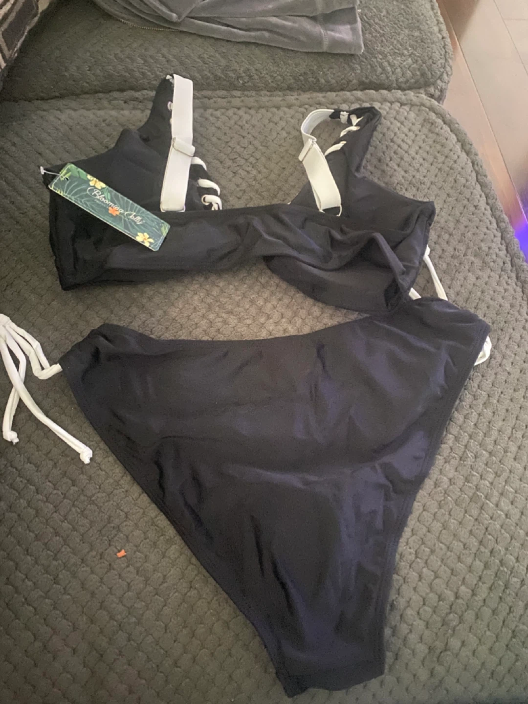 Black Lace-Up Bikini Set - photo 3
