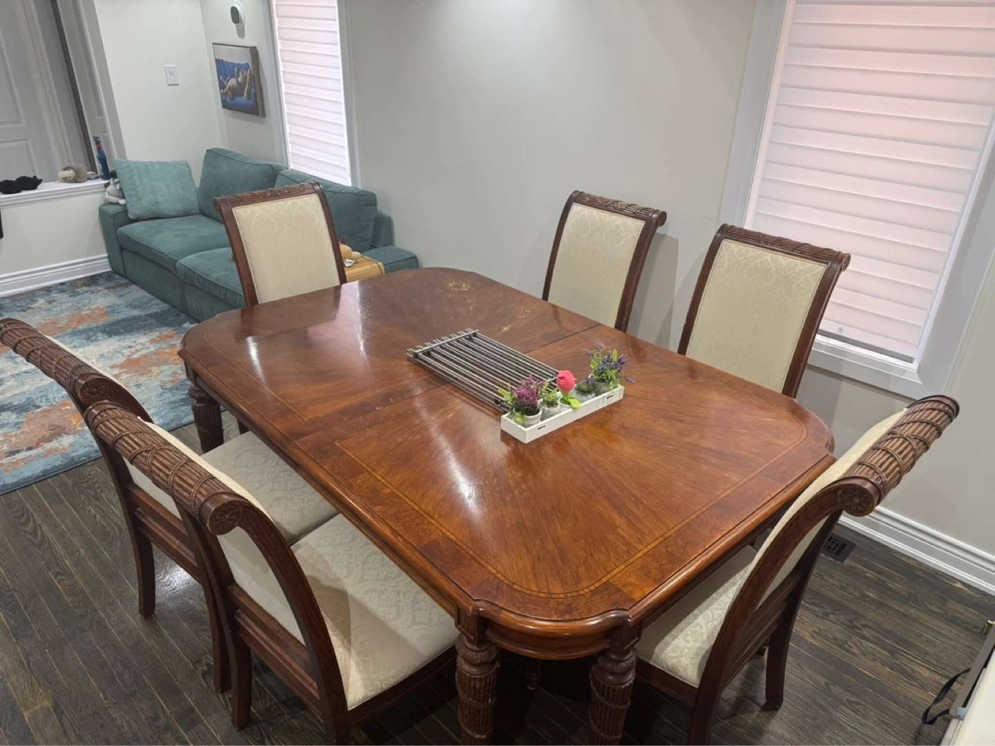 Solid Wood Dining Table Set (8 Chairs)