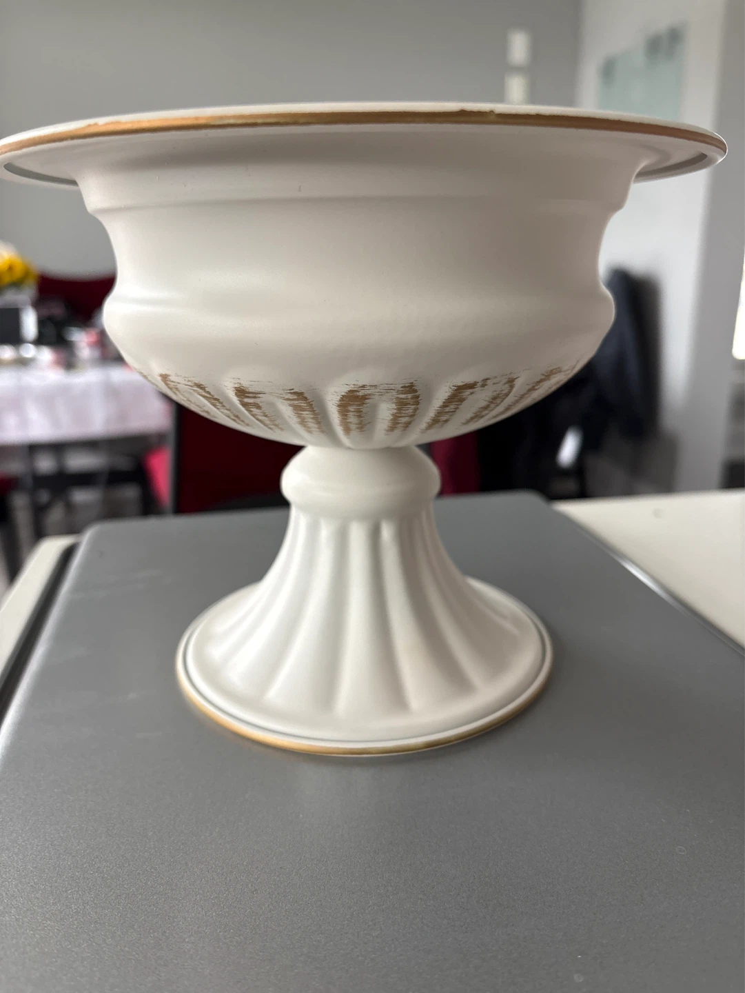 White Pedestal Bowl with Gold Rim - photo 2