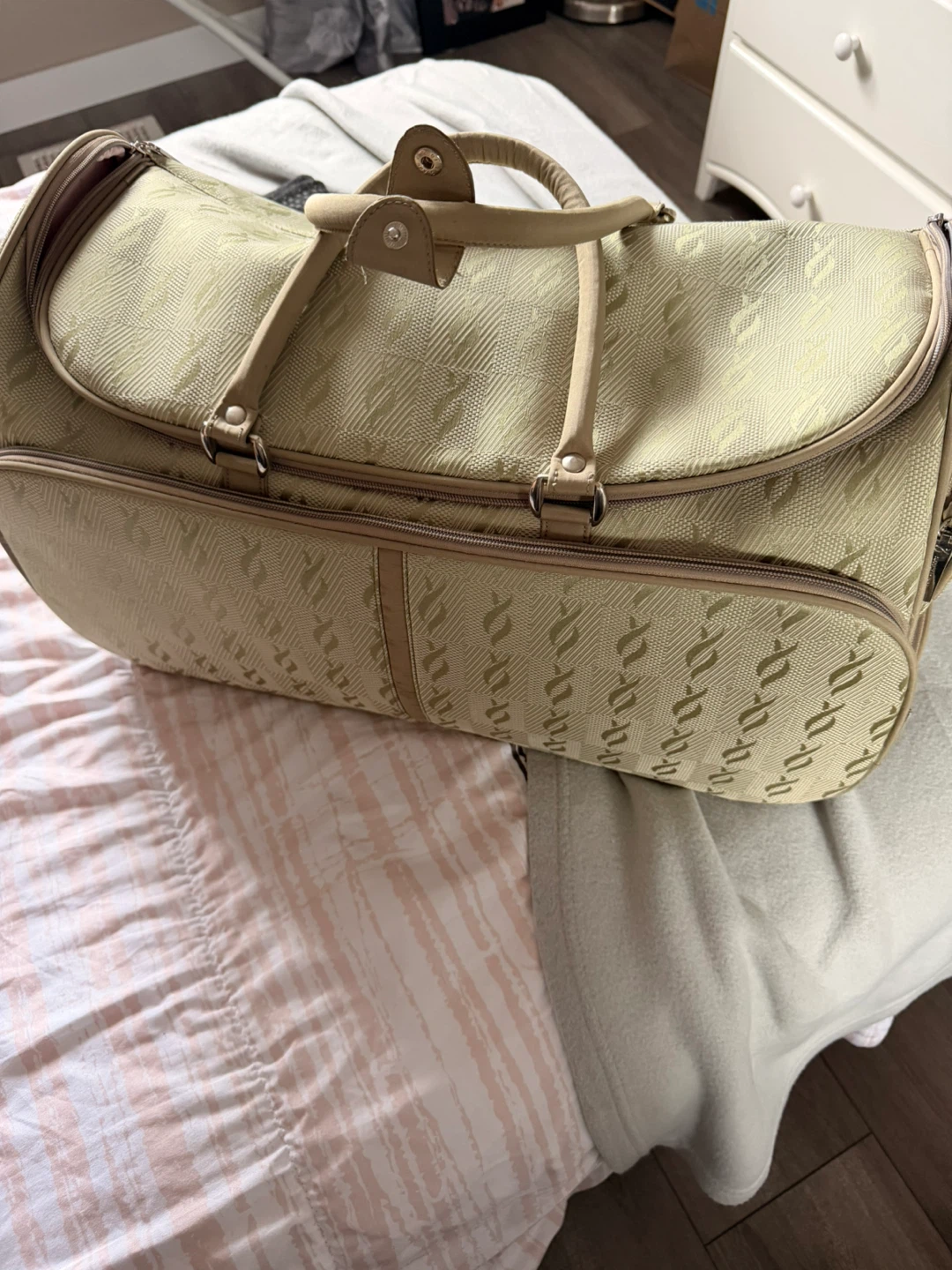 Light Green luggage with wheels