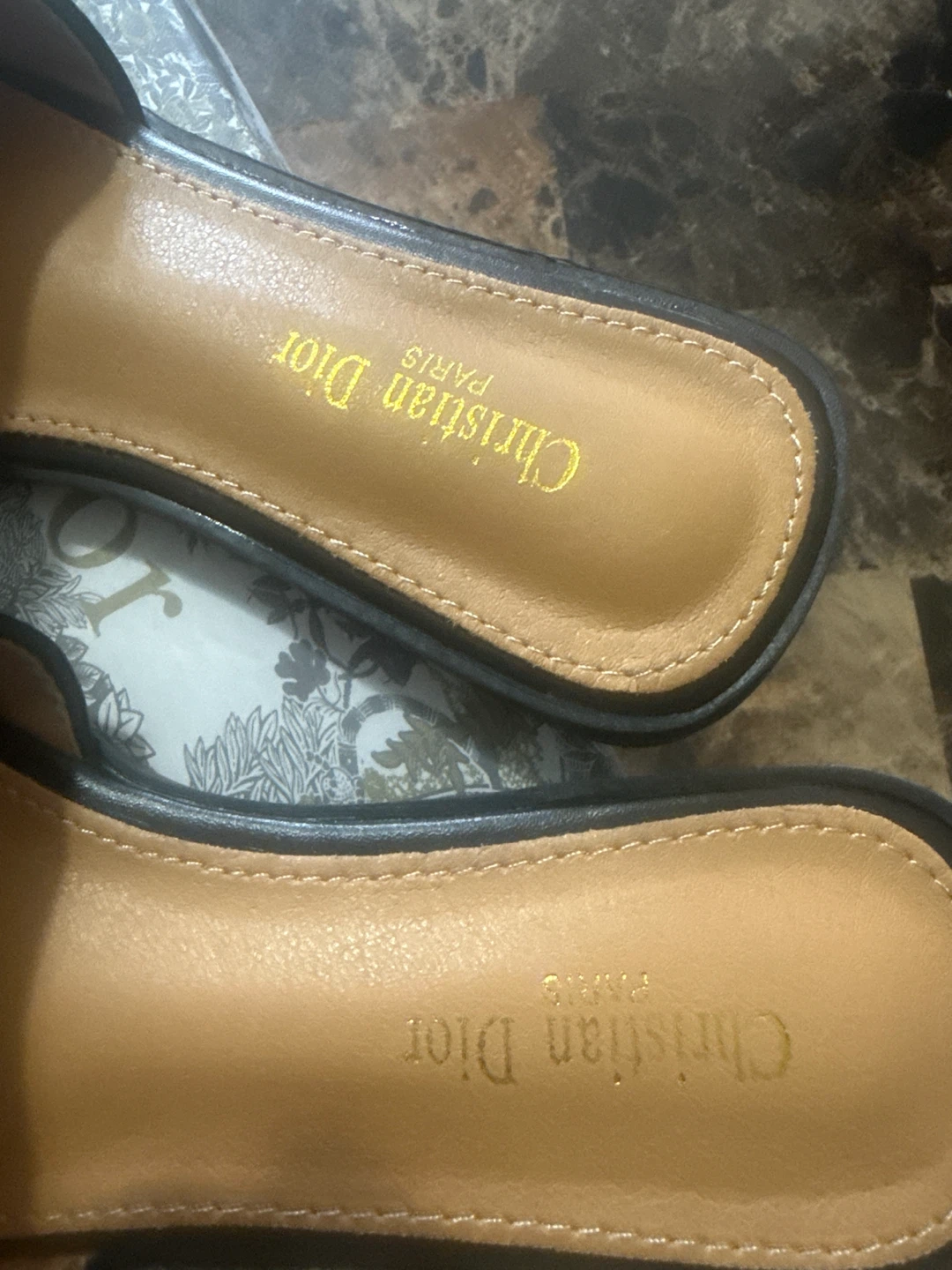 Christian Dior Paris Black & Beige Slides - Size 37 - photo 3