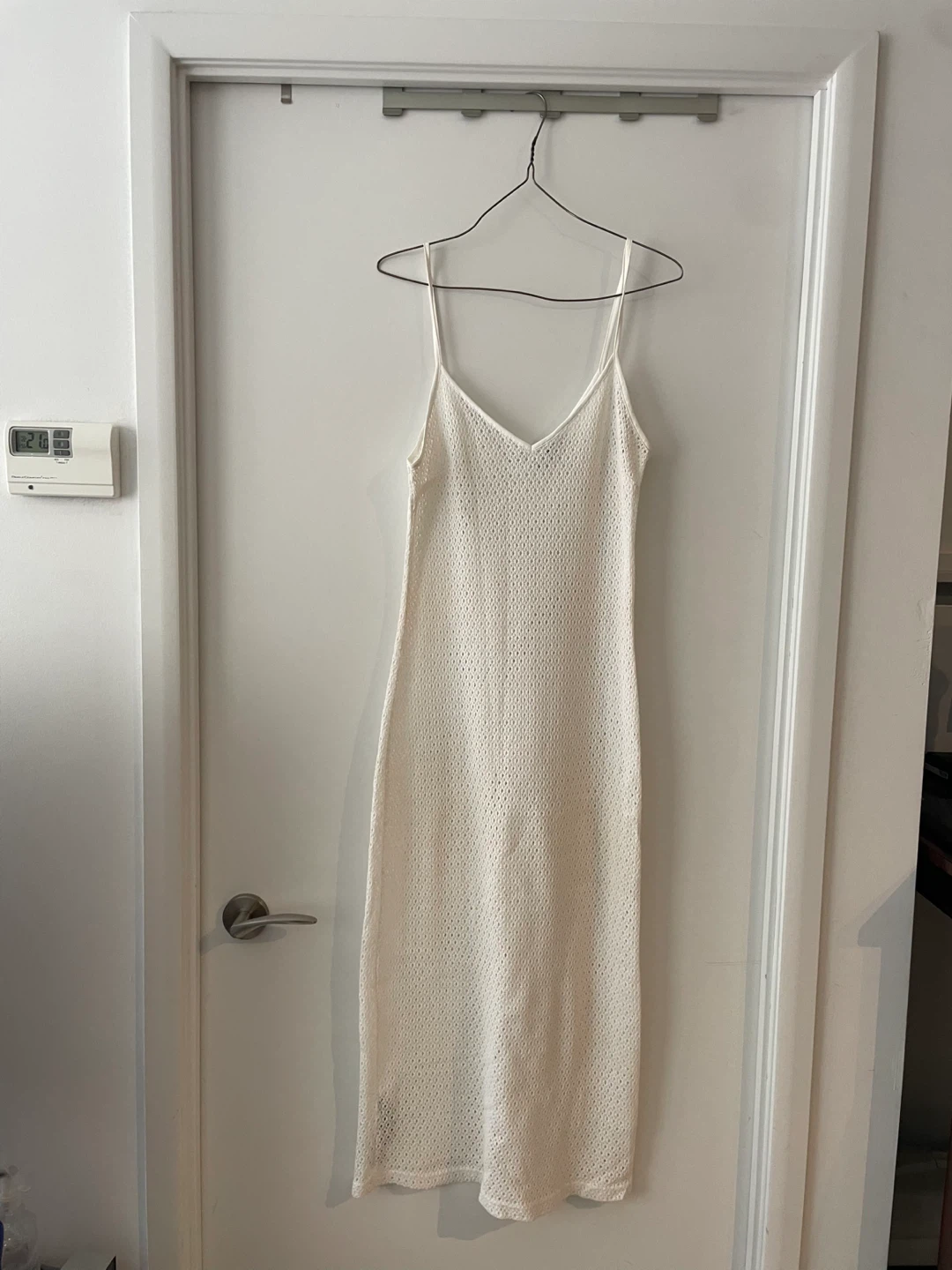 MNG White Knit Midi Dress