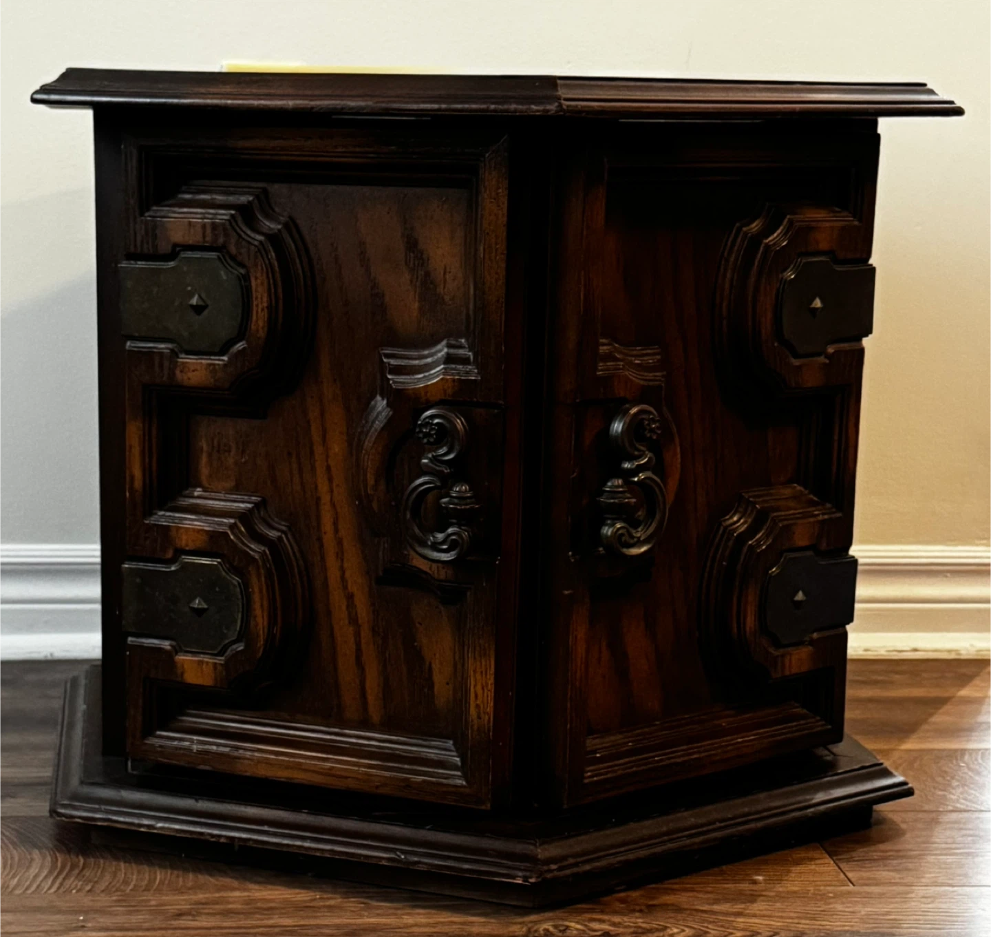 Vintage Wooden Hexagonal End Table