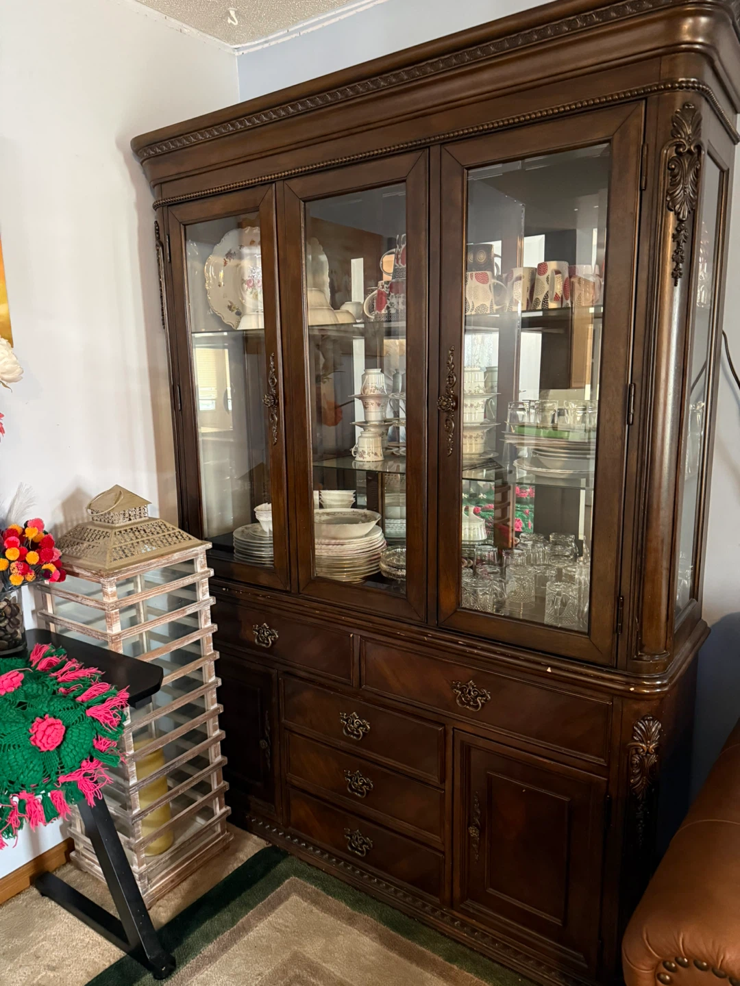 Wooden China Cabinet with Glass Doors - photo 2