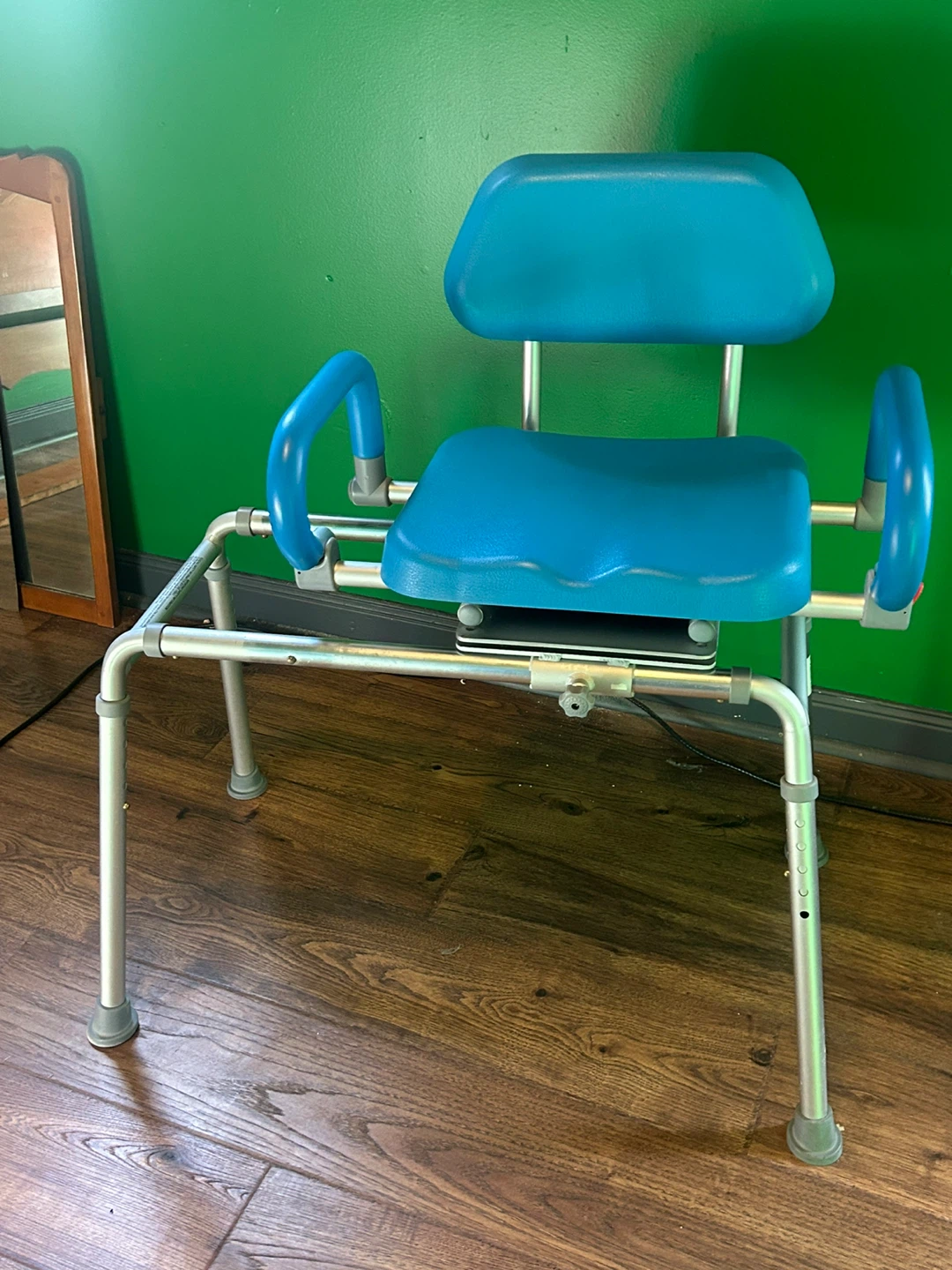 Blue Shower Chair with Arms and Back