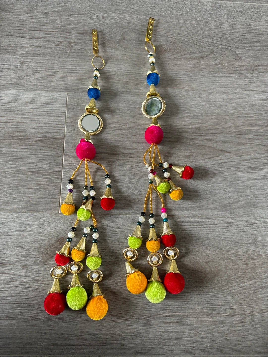 Set of 2 Decorative waist jumkha with Mirrors and Pom-Poms