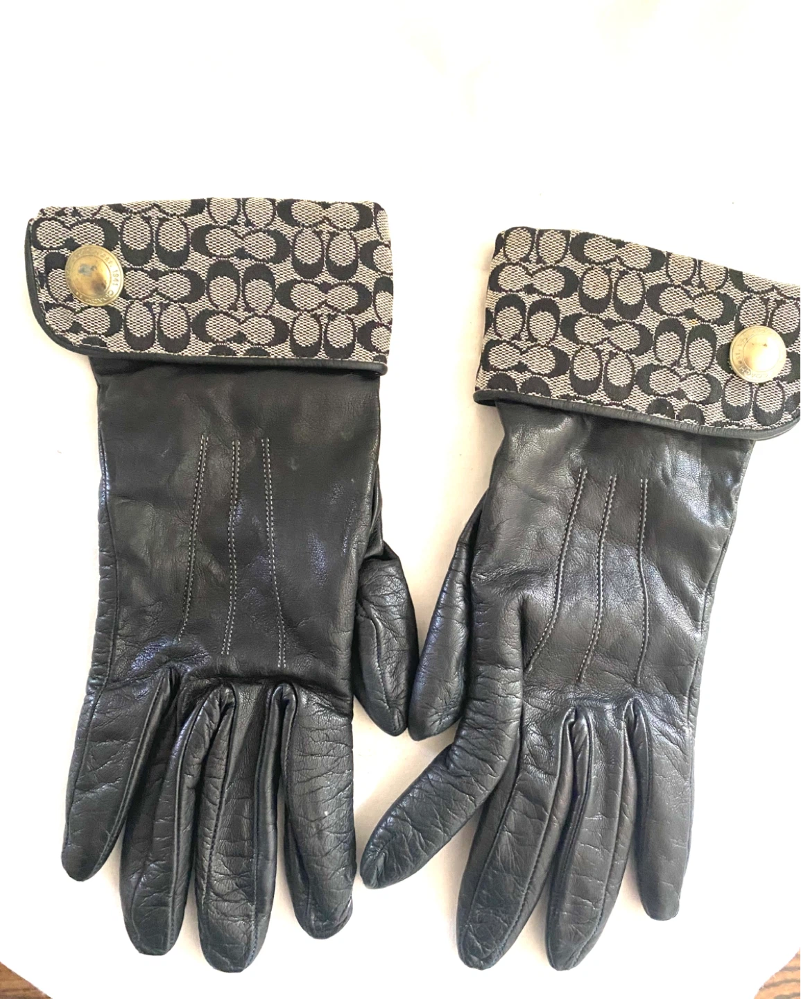 Coach Leather & Cashmere Gloves Size 8