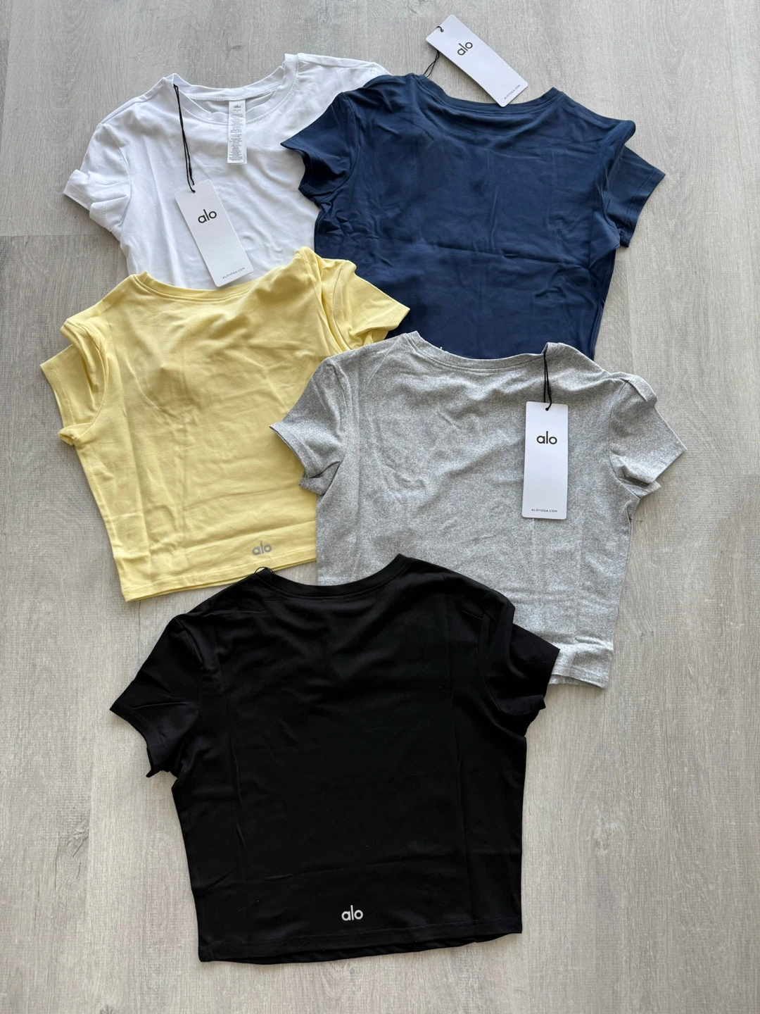 Alo Yoga T-Shirts - White, Navy, Yellow, Grey, Black (Set of 5) - photo 2