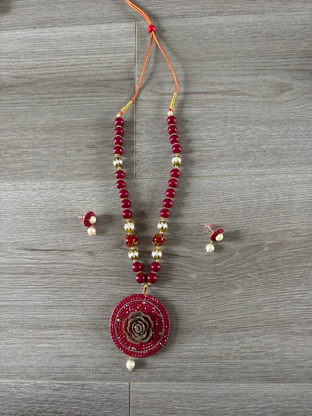 Beaded Necklace and Earrings Set