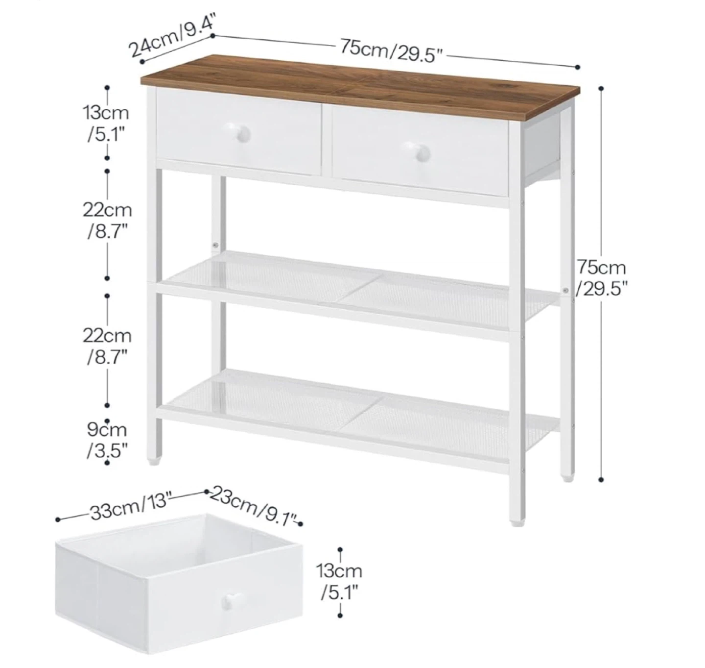 Entryway Console Table with 2 Drawers and 2 Shelves - photo 3