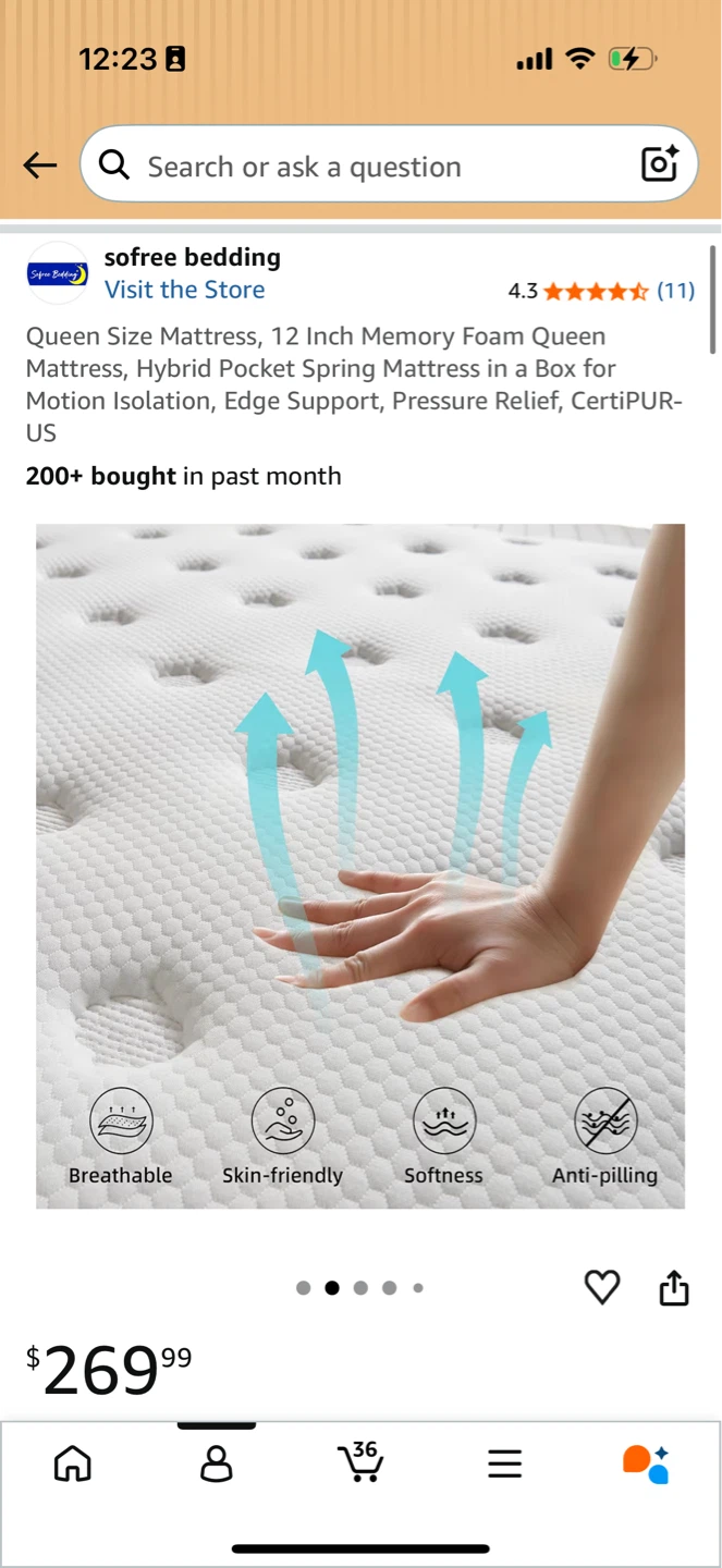 Queen Memory Foam Mattress - 12 Inch Hybrid Pocket Spring - photo 2