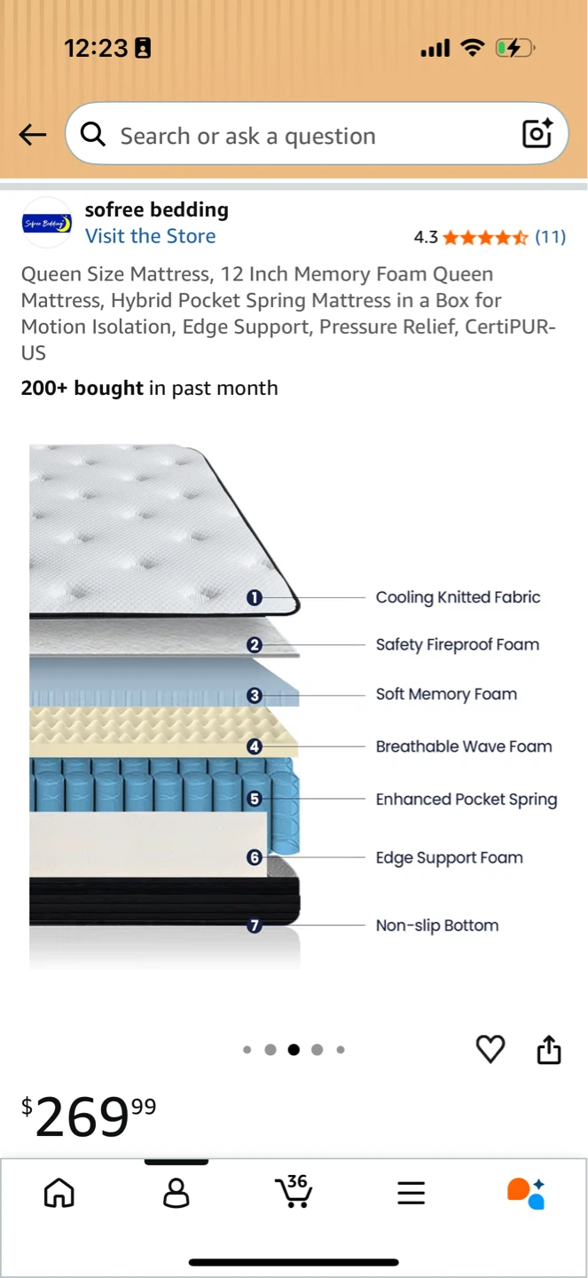 Queen Memory Foam Mattress - 12 Inch Hybrid Pocket Spring - photo 3