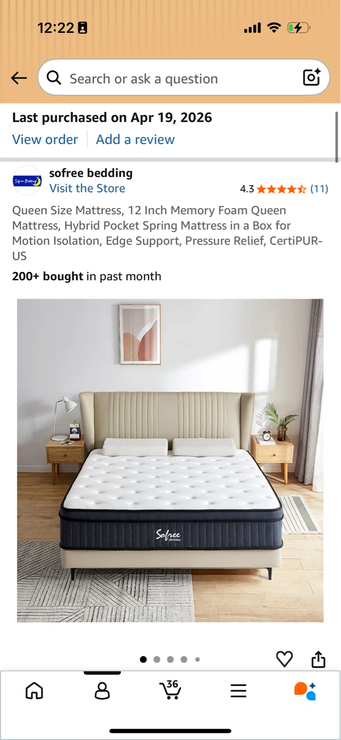 Queen Memory Foam Mattress - 12 Inch Hybrid Pocket Spring