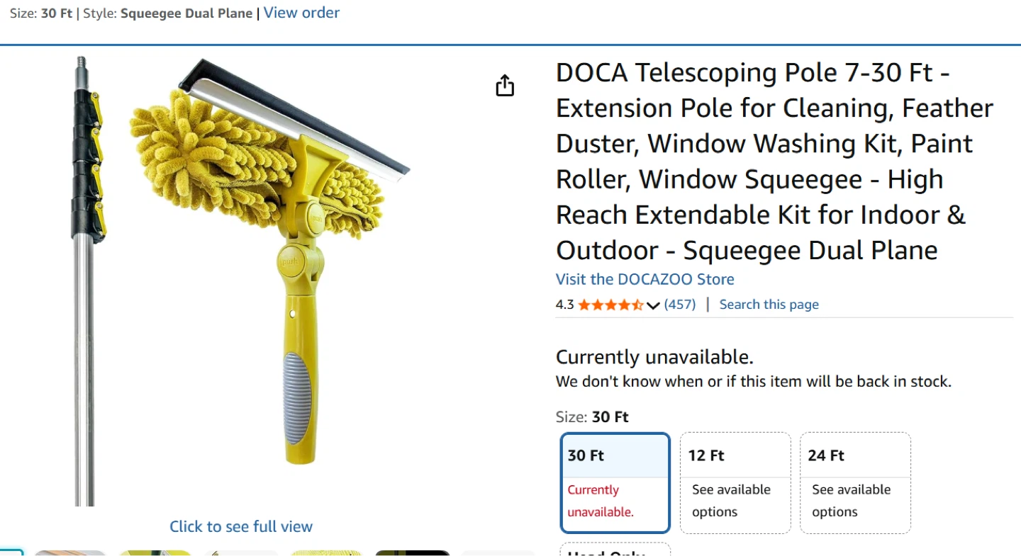 PICKUP 4/29 Window Squeegee - 30 ft Window Cleaning Pole 🌱