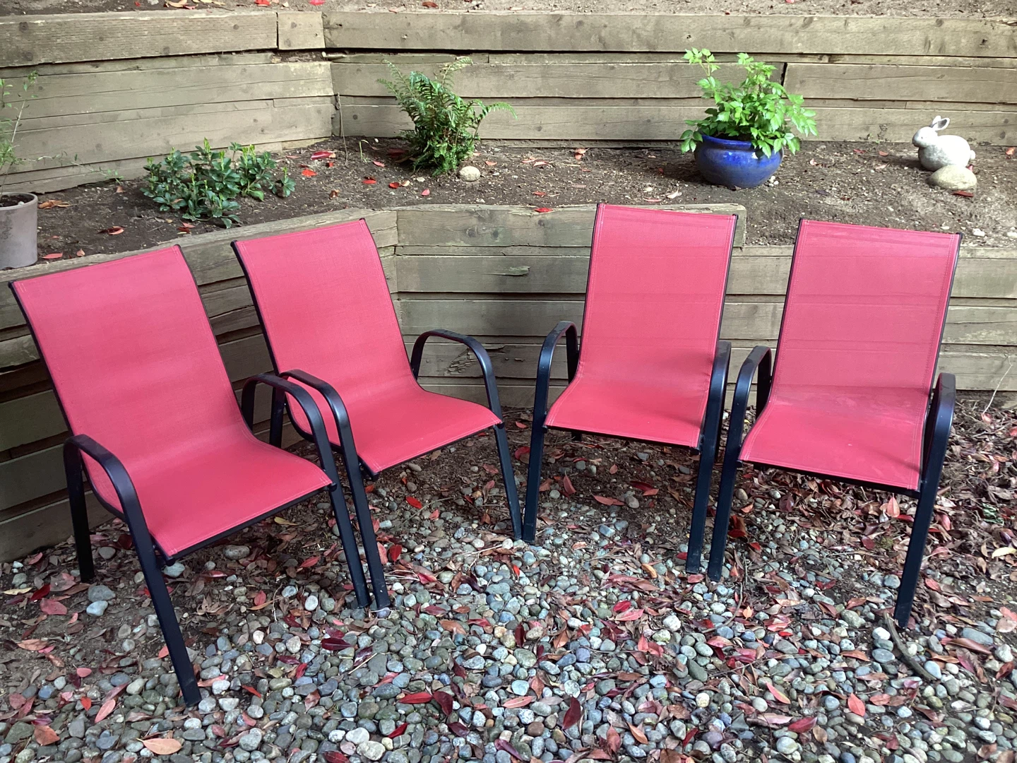 Set of 4 Red Patio Chairs