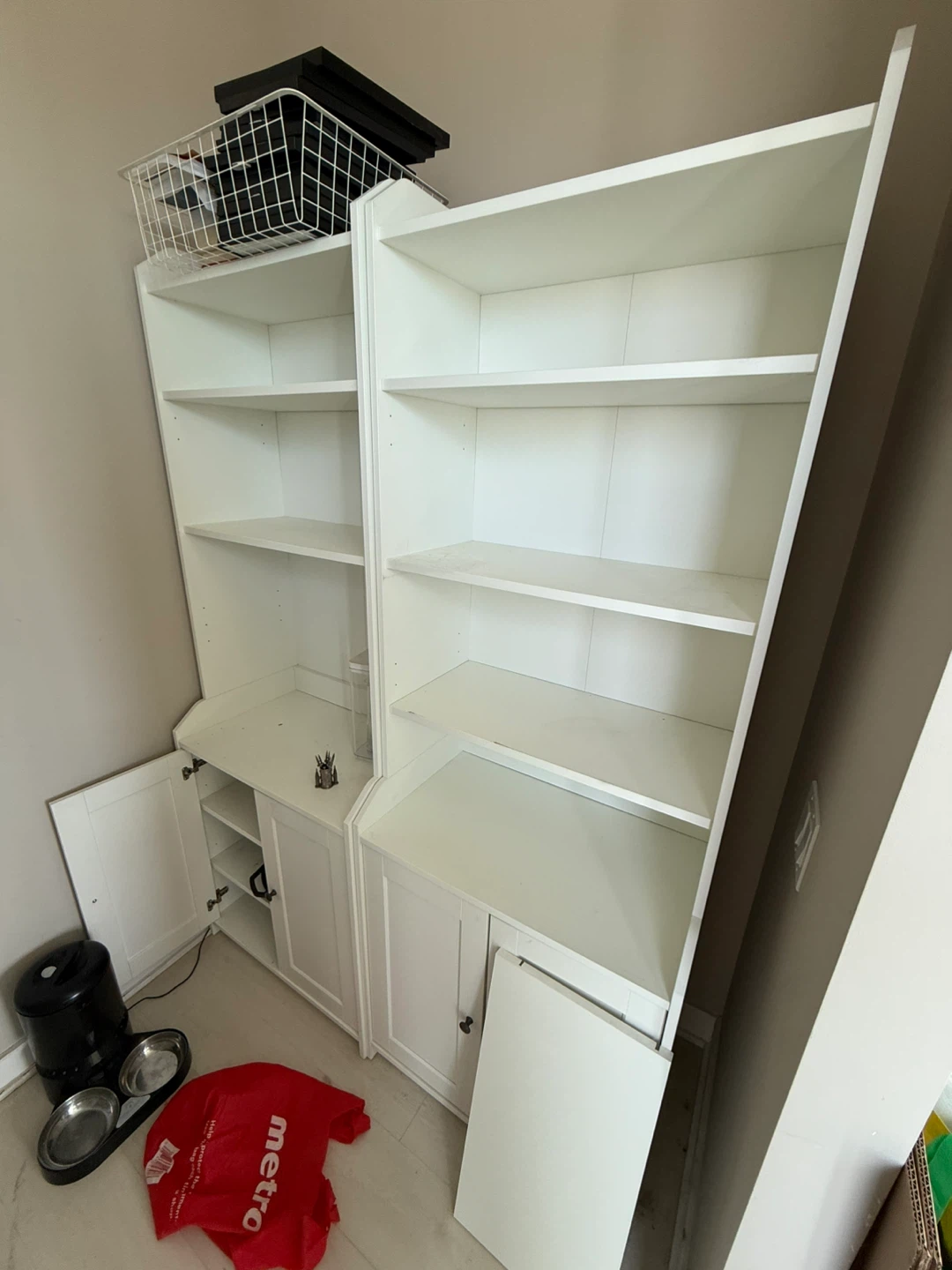 White Bookcase with Cabinet Storage