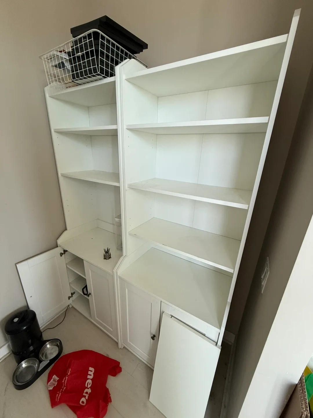 White Bookcase with Cabinet Storage