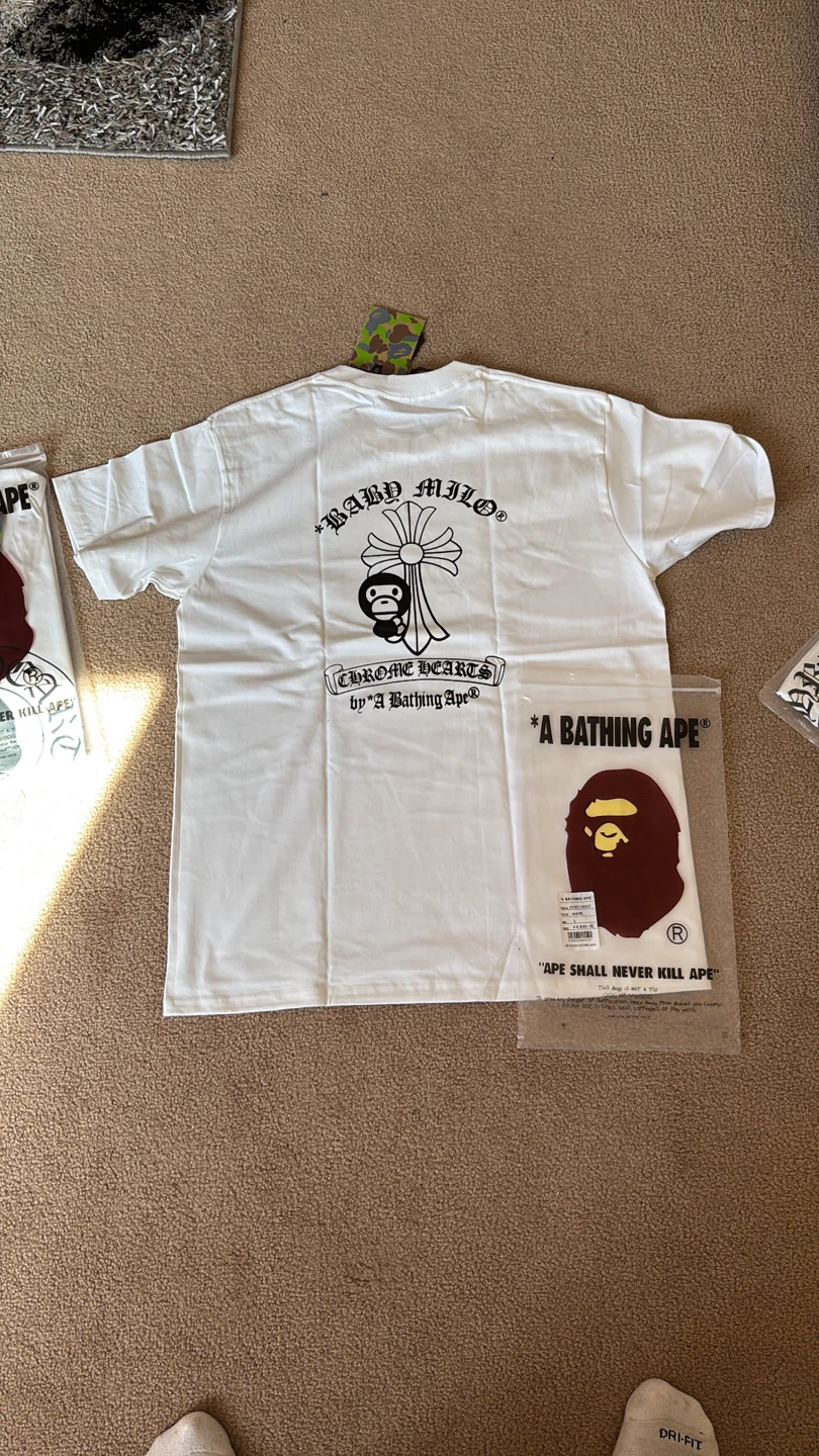A Bathing Ape x Chrome Hearts Baby Milo T-Shirt White Size L - photo 3