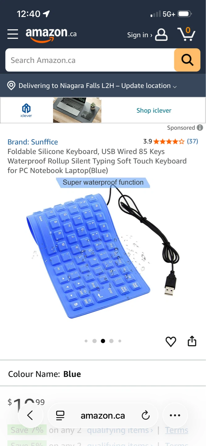 Sunffice Foldable Silicone Keyboard - Blue - photo 2