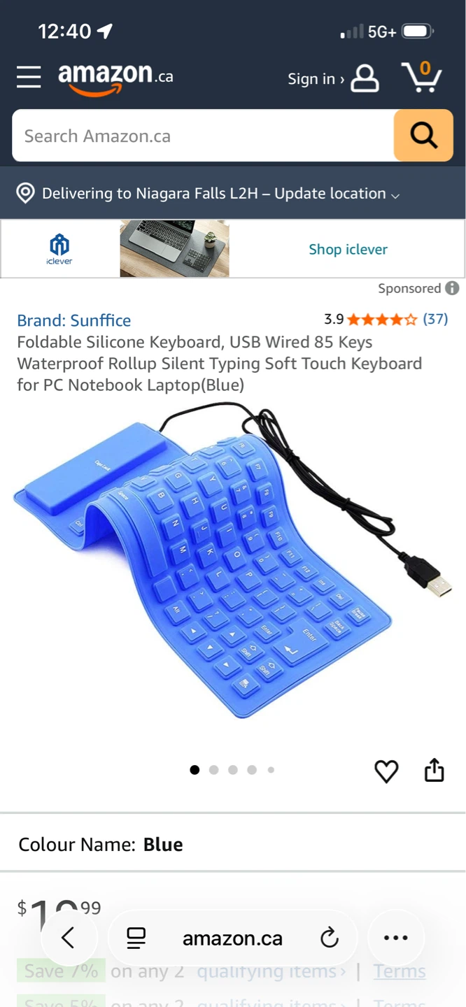 Sunffice Foldable Silicone Keyboard - Blue