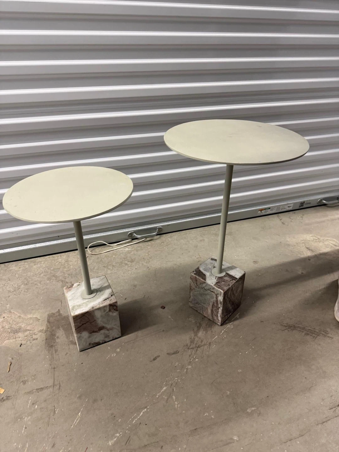 Set of 2 Marble Base Side Tables