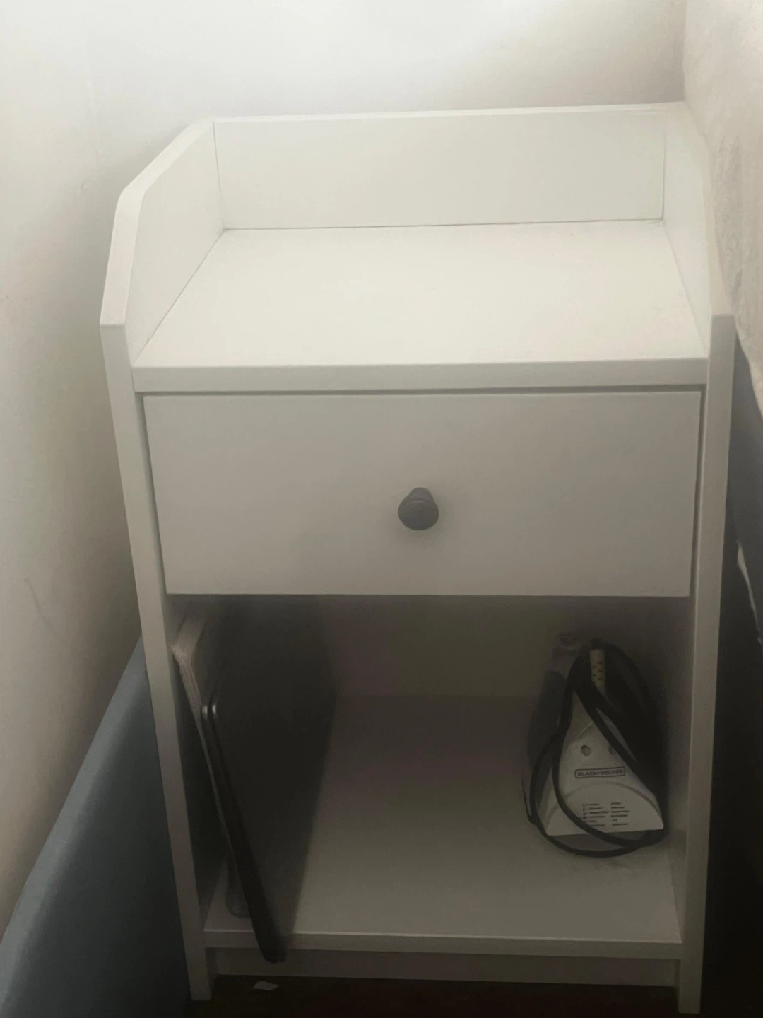 White Nightstand with Drawer - photo 2