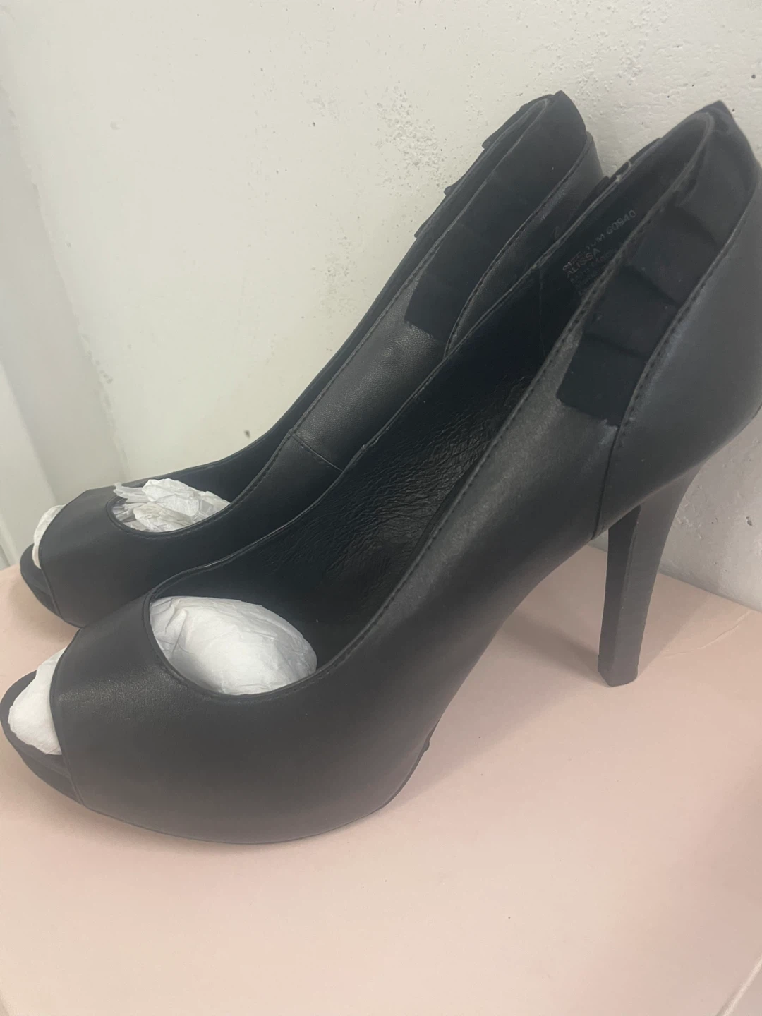 ATTITUDE Alissa Black Peep Toe Heels - Size 10M - photo 2