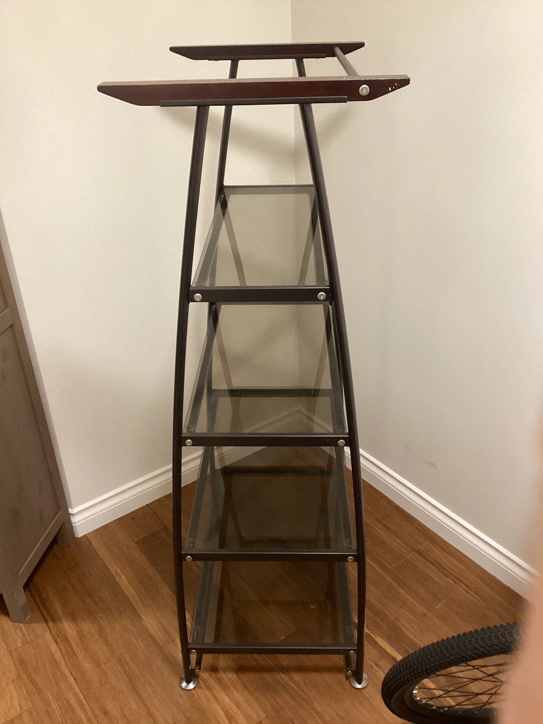 Modern 5-Tier Shelf Unit with Glass Shelves - photo 2
