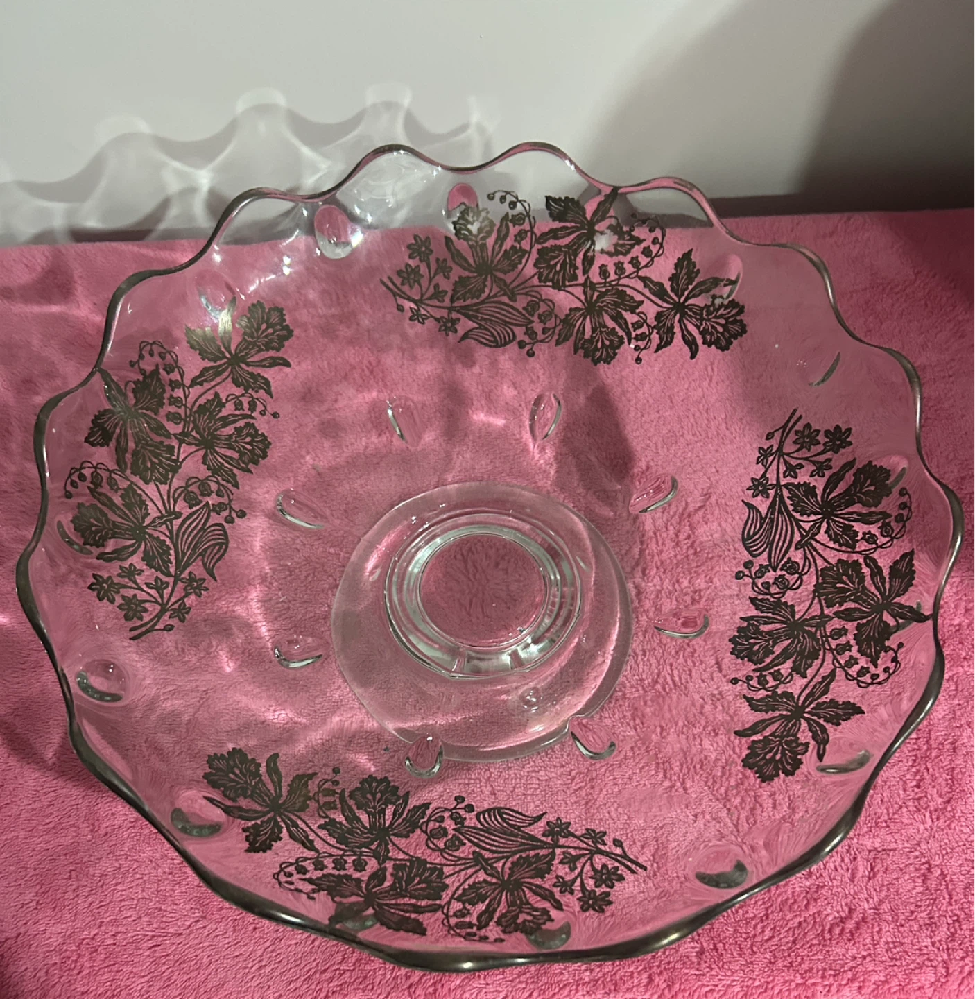 Vintage Silver Overlay Floral Centerpiece Bowl