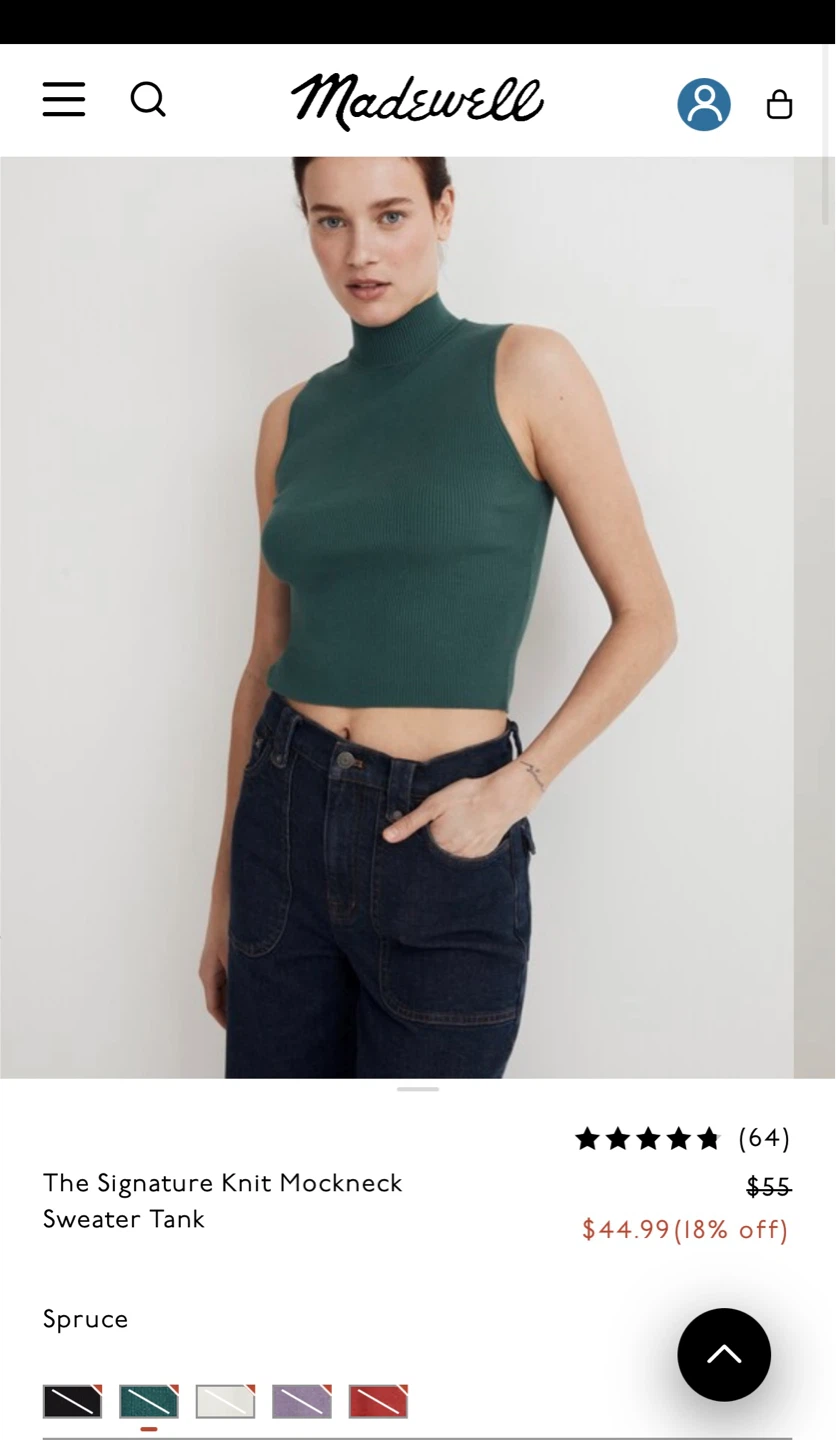 Madewell The Signature Knit Mockneck Sweater Tank Top XS
