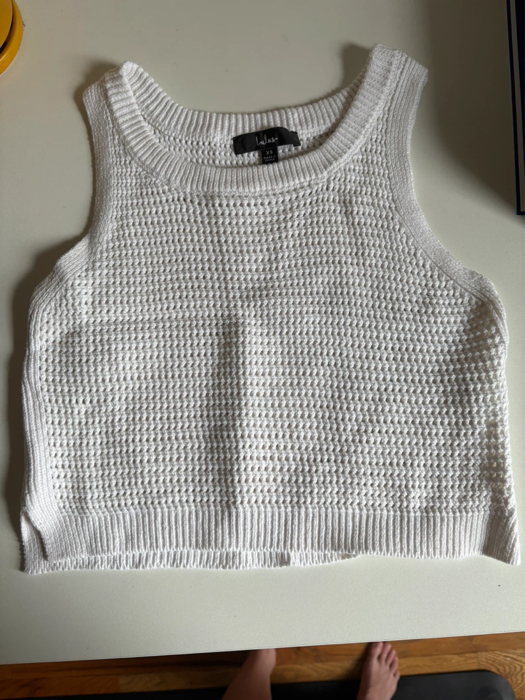 Lulus White Waffle Knit Cropped Tank Top