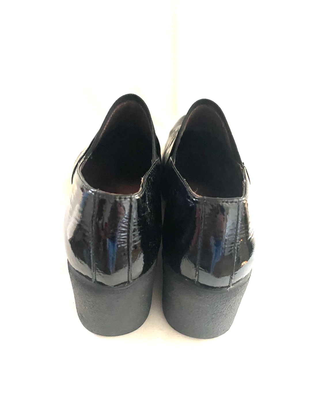Wonders Black Patent Wedge Loafers, Size 8 - photo 4