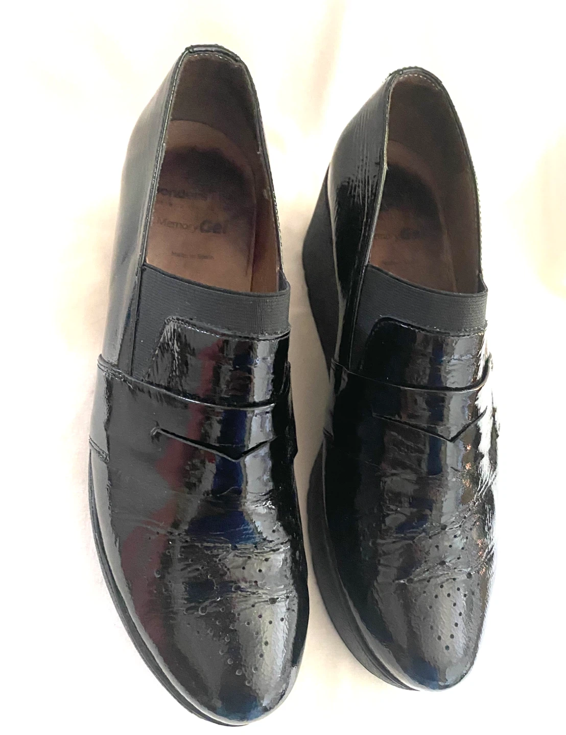 Wonders Black Patent Wedge Loafers, Size 8 - photo 2