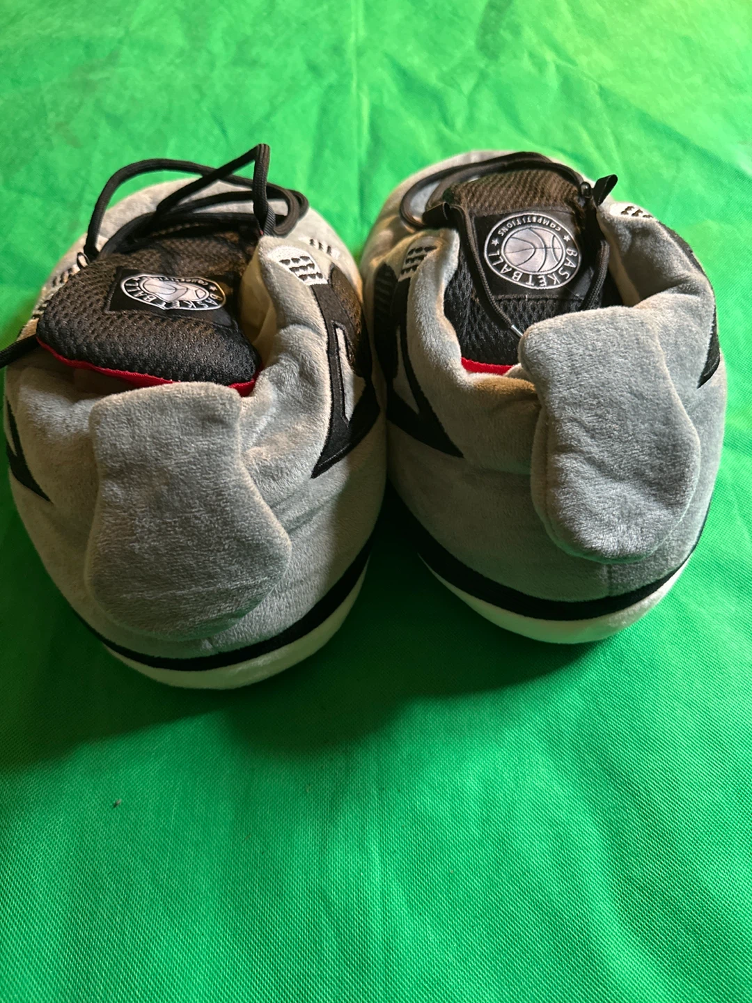 Grey Basketball Themed Plush Slippers - photo 4